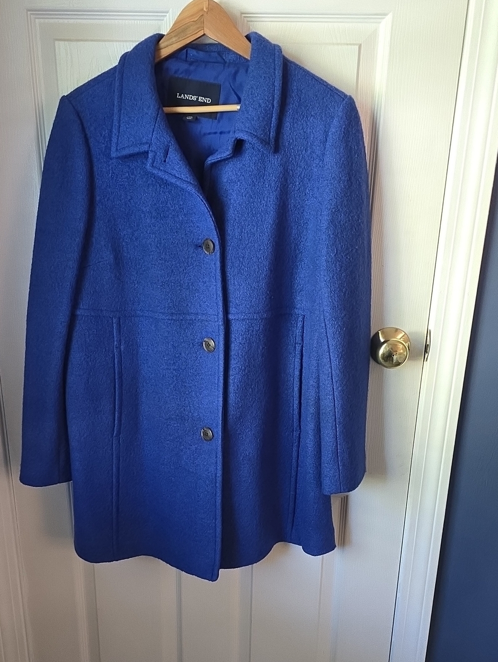 Lands' End Women's Cobalt Blue Wool Pea Coat